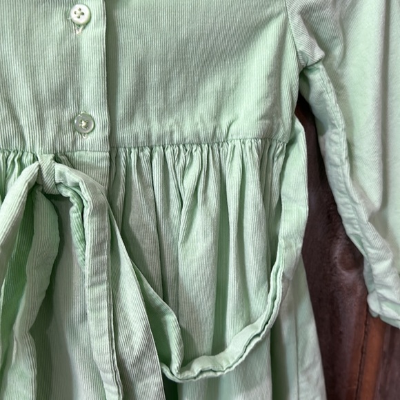 Marmelloto Light Green Smocked Birthday Dress- Corduroy Long Sleeve- Girls 6 - Picture 8 of 12